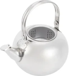 Tekanna i rostfritt stål i 304, platt botten, induktionskokare, vattenkokare, tekanna med filter, silver, 16 cm, 1,2 l
