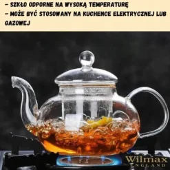Tekanna, termoglas, Wilmax, 1200ml