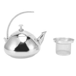 Tekokare med spishäll i rostfritt stål med avtagbar infusionsenhet - 1,5 l kapacitet, professionell design för hemköket