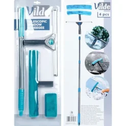 Teleskopisk fönstermopp med gummiskrapa 57-128 cm 4 st.