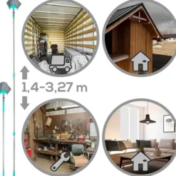 Rengöringsutrustning-Teleskopisk kvast för damm och spindelnät, triangulär, 140-327 cm