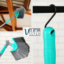 Rengöringsutrustning-Teleskopisk kvast för damm och spindelnät, triangulär, 140-327 cm