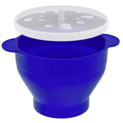 Återanvändbar Silikonpopcornmaskin för mikrovågsugn, vikbar skål med lock i Blått - 24 x 20 x 6 (14.5) cm Popcorn Maker