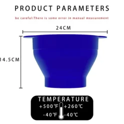 Återanvändbar Silikonpopcornmaskin för mikrovågsugn, vikbar skål med lock i Blått - 24 x 20 x 6 (14.5) cm Popcorn Maker