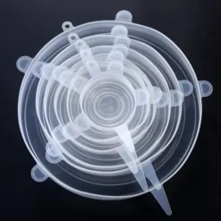 Återanvändbara silikonlock, 6 stycken, elastiska, universella, för skål, gryta, mikrovågsugn, lock*FL3044