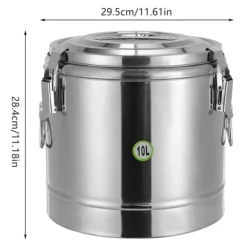 Ishink & Kylare-Termobehållare för mat - Rund termo-hink - 10 l - Metall - Isolerad för varmhållning - Ljusgrå