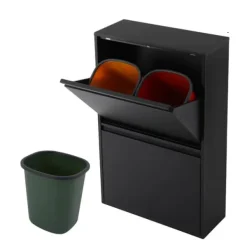Källsorteringskärl-Återvinningskorg, 4 fack, modern design,svart