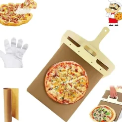 Pizzaspadar-The Art of Pizza - Den perfekta pizzaspaden, glidande pizzaskal Non-stick pizzaöverföringsskyffel i trä, glidande pizzaskal (52,5*35 cm)