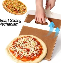 Pizzaspadar-The Art of Pizza - Den perfekta pizzaspaden, glidande pizzaskal Non-stick pizzaöverföringsskyffel i trä, glidande pizzaskal (52,5*35 cm)