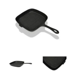 The Living Store Gjutjärnspanna grill 24 x 23 cm - Bordsgrillar & grillpannor