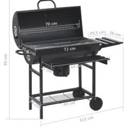 Grillar-The Living Store Grilltunna med hjul och bord svart stål 115x85x95 cm - Utomhusgrillar