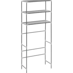 Tvättmaskiner-The Living Store Hylla för tvättmaskin med 3 hyllplan silver 69x28x169 cm - Handdukshängare