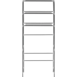 Tvättmaskiner-The Living Store Hylla för tvättmaskin med 3 hyllplan silver 69x28x169 cm - Handdukshängare