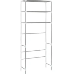 Tvättmaskiner-The Living Store Hylla för tvättmaskin med 3 hyllplan silver 69x28x169 cm - Handdukshängare
