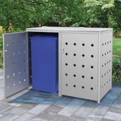 Tillbehör Till Avfallshantering-The Living Store Skjul till två sopkärl 240 L rostfritt stål - Ställningar till sopkärl