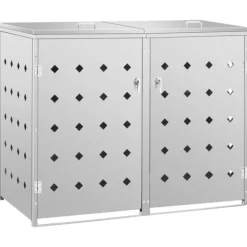 Tillbehör Till Avfallshantering-The Living Store Skjul till två sopkärl 240 L rostfritt stål - Ställningar till sopkärl