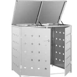 Tillbehör Till Avfallshantering-The Living Store Skjul till två sopkärl 240 L rostfritt stål - Ställningar till sopkärl