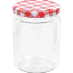 The Living Store Syltburkar i glas med vita och röda lock 96 st 230 ml - Honungsburkar