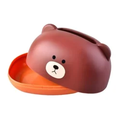 Tissue Box Cover PP Söt tecknat djur Desktop Tissue Dispenser Servetthållare Fodral för badrum Vardagsrum Sovrum Kök Brun