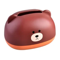 Tissue Box Cover PP Söt tecknat djur Desktop Tissue Dispenser Servetthållare Fodral för badrum Vardagsrum Sovrum Kök Brun