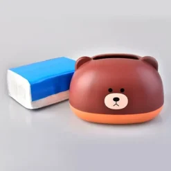 Tissue Box Cover PP Söt tecknat djur Desktop Tissue Dispenser Servetthållare Fodral för badrum Vardagsrum Sovrum Kök Brun