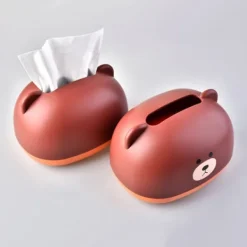 Tissue Box Cover PP Söt tecknat djur Desktop Tissue Dispenser Servetthållare Fodral för badrum Vardagsrum Sovrum Kök Brun