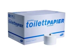 Toalettpapper-Toalettpapper, Hagleitner, 3-lagers, 67,2m x 9,8cm, Ø13,9cm, vitt, blandade fibrer