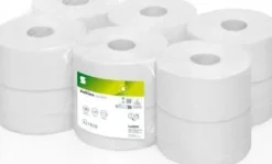 Toalettpapper Satino Comfort Jumbo Mini 2-lagigt Ø18cm 180 m vit,12 rl/krt