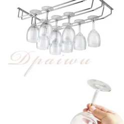 Vinglashängen-Toppmonterad vinglashållare i rostfritt stål i tre nivåer hängande glashållare vin champagneglas