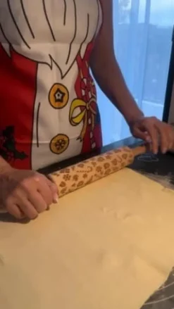 Kavlar-Trä roterande kavel för kök julgraverad present RUHHY