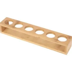 Trä Skrivbord Enkel Rad 6 Flaskor Vinmuggställ Glashållare Display Hylla Organizer6 Hål