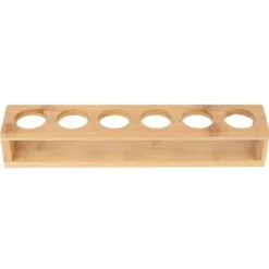 Trä Skrivbord Enkel Rad 6 Flaskor Vinmuggställ Glashållare Display Hylla Organizer6 Hål