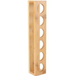 Trä Skrivbord Enkel Rad 6 Flaskor Vinmuggställ Glashållare Display Hylla Organizer6 Hål