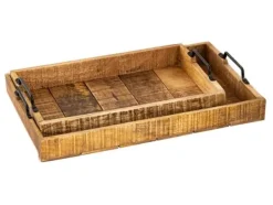 Träbricka set 2 stycken 46×31 cm serveringsbricka