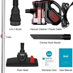 Handdammsugare-Trådbunden Handhållen Dammsugare, 500-999W Effekt, Cyklon Dammbucket Teknologi,Röd, EU
