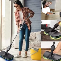 Ångtvättar-Trådlös elektrisk mop LUNAVO uppladdningsbar elektrisk roterande golvrengöringsmaskin, lämplig för olika ytor.