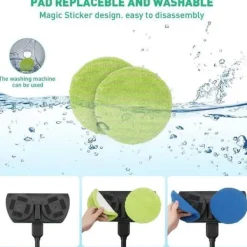 Ångtvättar-Trådlös elektrisk mop LUNAVO uppladdningsbar elektrisk roterande golvrengöringsmaskin, lämplig för olika ytor.