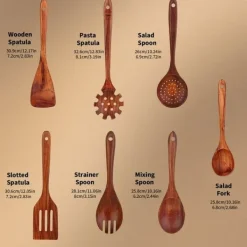 Köksutrustningsset-Träslevset för matlagning, 7-delad teakträredskap, Träslevset för kök, Träslevset för kök