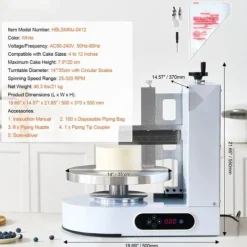 Utrustning För Tårtdekoration-Tårtdekorationsmaskin, Tårtglasyringsspridare, för 4-12 Tårtor, Vit