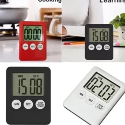 Tunn kökstimer Timer Stor Skärm Digital magnetisk nedräkning - Silver