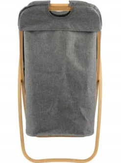 TVÄTTKORG I BAMBUS, stor, hopfällbar, stående, för förvaring