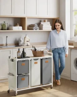 Tvättkorg, 98,6x33x80,5 cm, Beige