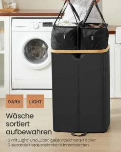 Tvättkorg, 52x38,5x75 cm, Svart