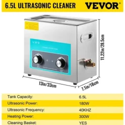 Ultraljudsrenare, bärbar design, hushållsapparat, 6,5 L