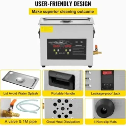 Ultraljudsrenare 6L, 400W med värme och timer för smycken, effektiv rengöring