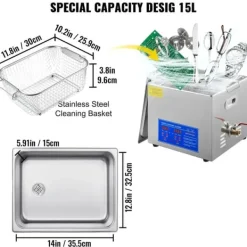 Ultraljudstvätt-Ultraljudsrengörare, Hög Effekt 240W-600W, Stor Kapacitet Upp till 30L,15L JPS-60A