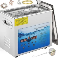 Ultraljudsrengörare, 36KHz~40KHz justerbar, 6L 220V, med digital timer och värmare för smycken, klockor, glasögon.