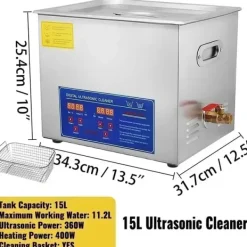Ultraljudsrengörare, 10L kapacitet, 240W effekt,15L-360W