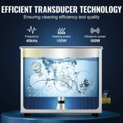 Ultraljudsrengörare, 6L kapacitet, 800W effekt, 220V spänning, uppvärmningstemperatur upp till 80°C, lämplig för smycken