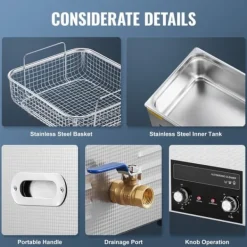 Ultraljudsrengörare 15L, värmetimer, digital ljudmaskin, effektiv rengöring, användarvänlig design, för hem och verkstad